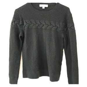 Forest Green Amour Vert Sweater with Woven Details
